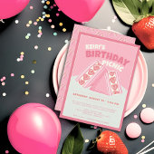 Invitation Sandwich aux fraises roses Anniversaire Pique-niqu