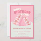 Invitation Sandwich aux fraises roses Anniversaire Pique-niqu (Devant)