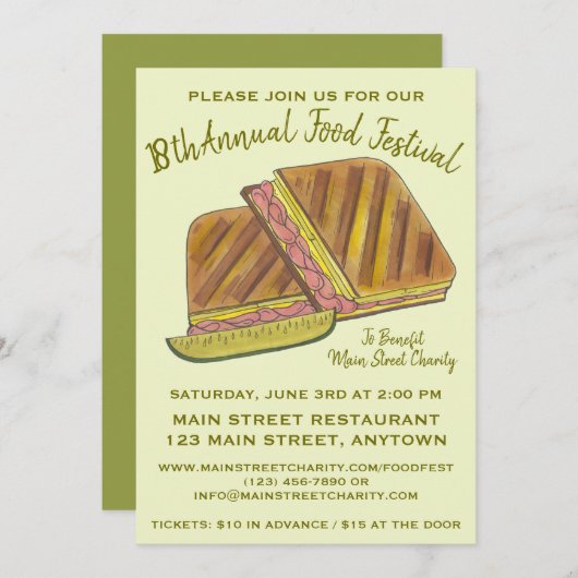 Invitation Sandwich Cubain Ham Porc Fromage Suisse Festival a (Devant / Derrière)