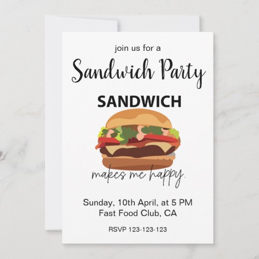 Invitation Sandwich Me Rend Heureux (Devant)