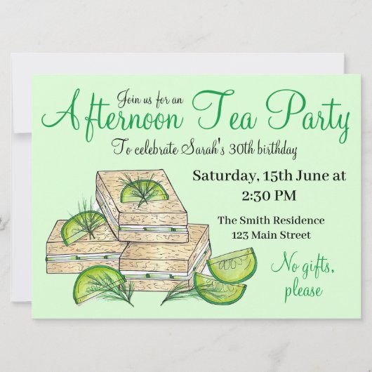 Invitation Sandwichs au concombre pour une baby shower avec u (Devant)