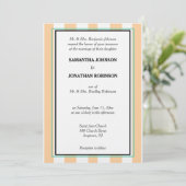 Invitation Sandy Beach Blanc Cabana Rayures Monogramme (Debout devant)
