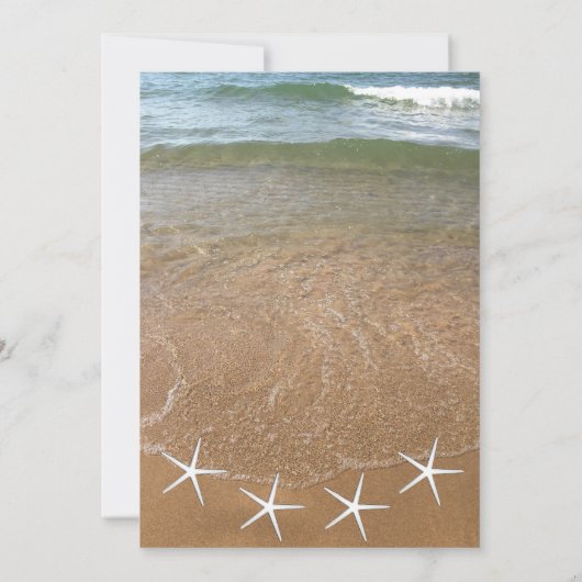 Invitation Sandy Beach Ocean Starfish Destination Mariage (Dos)