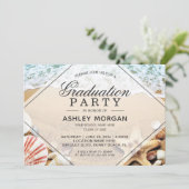 Invitation Sandy Beach Starfish Seashell Graduation Party (Debout devant)