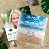 Invitation Sandy Beach Waves Graduate Photo Party