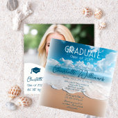 Invitation Sandy Beach Waves Graduate Photo Party