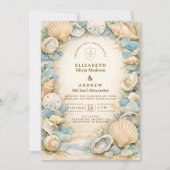 Invitation Sandy Shore Seashell Wedding (Devant)
