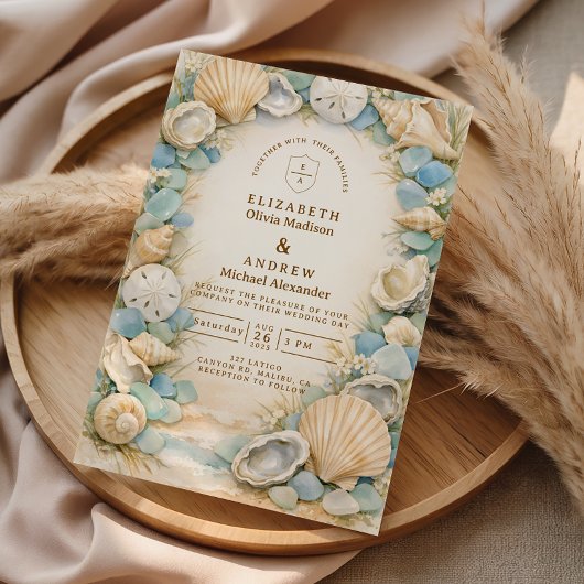 Invitation Sandy Shore Seashell Wedding