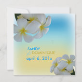 Invitation Sandybeach, plumerias, mariage de destination (Devant)