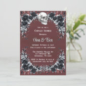 Invitation Sang Rouge Gothique Noir Floral Couples Douche (Debout devant)