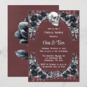 Invitation Sang Rouge Gothique Noir Floral Couples Douche (Devant / Derrière)