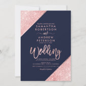 Invitation Sangria parties scintillant typographie marine ble (Devant)