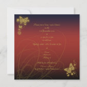 Invitation Sangria rouge papillon or noir tourbillons (Dos)