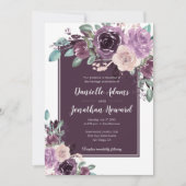 Invitation Sangria rustique Mariage de fleurs mauves violette (Devant)
