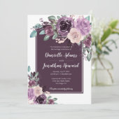 Invitation Sangria rustique Mariage de fleurs mauves violette (Debout devant)
