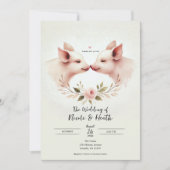 Invitation Sangsue rose à museau floral rustique Mariage (Devant)