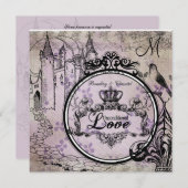 Invitation sans conditions floral pourpre de (Devant / Derrière)