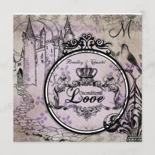 Invitation sans conditions floral pourpre de