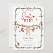 Invitation Sant Baby Clothesline Winter Baby Shower (Devant)