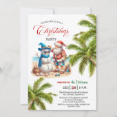 Invitation Santa and Snowman on the Beach Christmas Party (Devant)