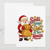 Invitation Santa apporte de l'argent dans cette maison Christ (Devant / Derrière)