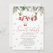 Invitation Santa aquarelle bébé hiver  maman future Maman (Devant)