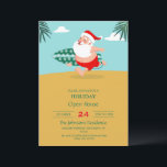 Invitation Santa at beach<br><div class="desc">santa claus christmas man, cheerful travel drawaii , art mascot comic relax , aloha father running beard, board funny surfer , short merry surfboard , tropical fun happy cute , xmas beach surf , summer surfing holiday cartoon christmas</div>