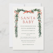 Invitation Santa Baby All in One Bow Christmas Baby Shower (Devant)