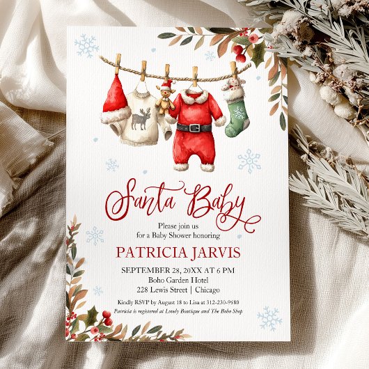 Invitation Santa Baby Baby Shower