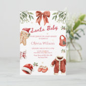 Invitation Santa Baby Christmas Baby Shower Party (Debout devant)