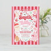 Invitation Santa Baby Christmas Coquette Bow Baby Shower (Debout devant)