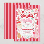 Invitation Santa Baby Christmas Coquette Bow Baby Shower (Devant / Derrière)
