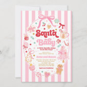 Invitation Santa Baby Christmas Coquette Bow Baby Shower (Devant)
