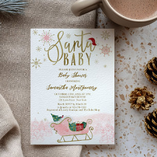 Invitation Santa Baby Fille de Noël Baby Shower