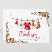 Invitation Santa Baby Girl Baby Shower Thank You Card (Devant / Derrière)