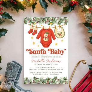 Invitation Santa Baby Ligne de vêtements de Noël Baby Shower