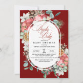 Invitation Santa Baby Script Winter Pine Tree Greenery Shower (Devant)