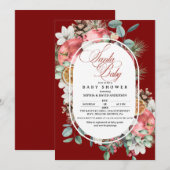 Invitation Santa Baby Script Winter Pine Tree Greenery Shower (Devant / Derrière)