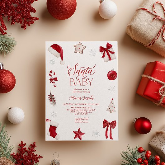 Invitation Santa Baby Shower Christmas Festive