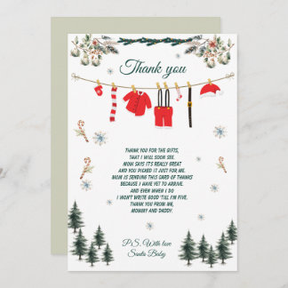 Invitation Santa Baby Shower Christmas Theme Thank You Card