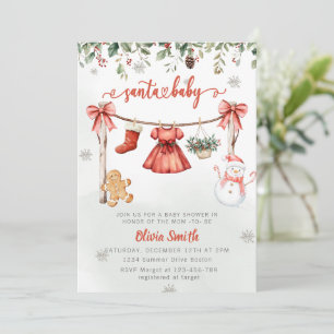 Invitation Santa Baby Vêtements de fille de Noël Baby Shower