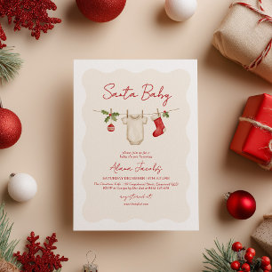 Invitation Santa Bébé Fête de Noël Bébé d'Hiver Shower