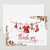 Invitation Santa Bébé Fille Noël Merci (Devant / Derrière)