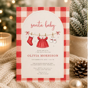Invitation Santa Bébé Ligne de vêtements de Noël Baby Shower