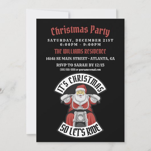 Invitation Santa Claus à moto (Devant)
