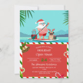 Invitation Santa Claus and His Pug on a surfboard (Devant)