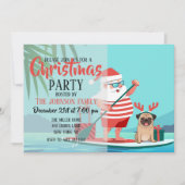 Invitation Santa Claus and His Pug on a surfboard (Devant)