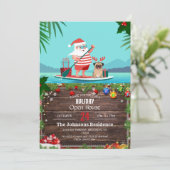 Invitation Santa Claus and His Pug on a surfboard (Debout devant)