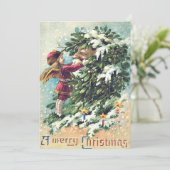 Invitation Santa Claus Angel Cherub Mistletoe (Debout devant)