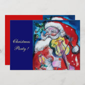 INVITATION SANTA CLAUS AVEC VIOLIN, PARTI DE NOËL (Devant / Derrière)